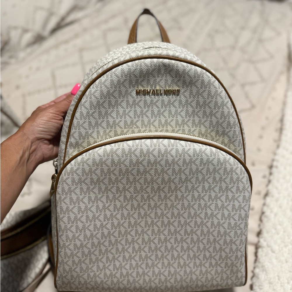 Michael Kors Cream Backpack with Gold-Tone Zipper